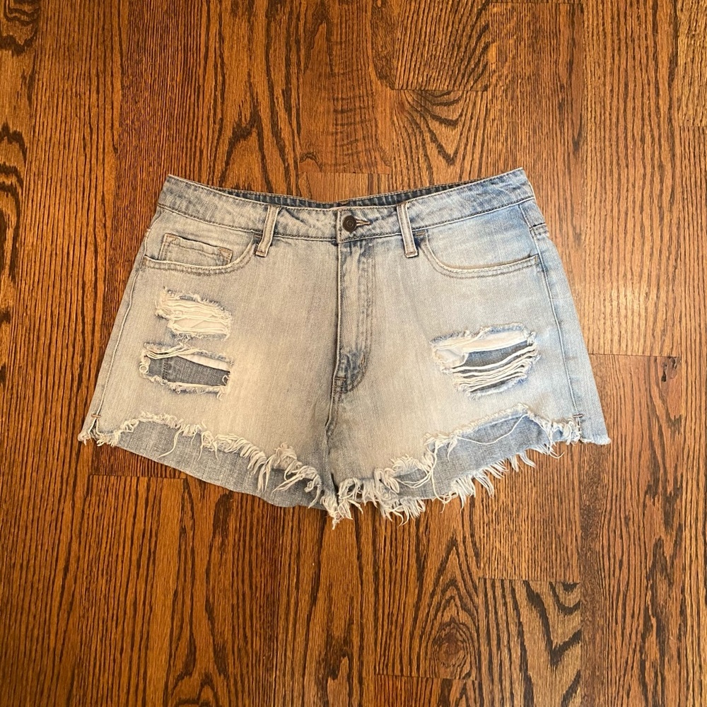 KLIQUE B. distressed jean shorts